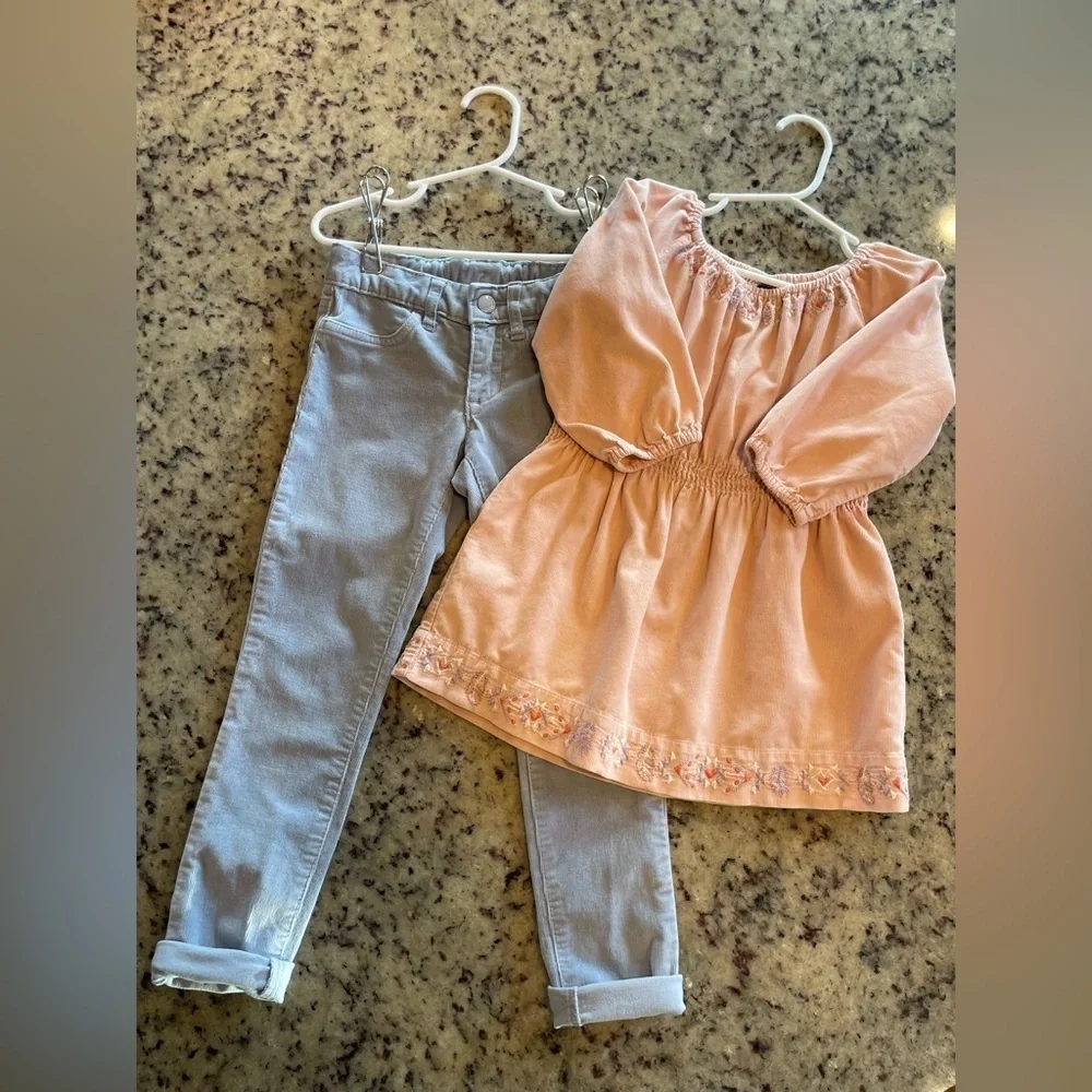 GAP Kids size 5 corduroy embroidered tunic top and matching pants